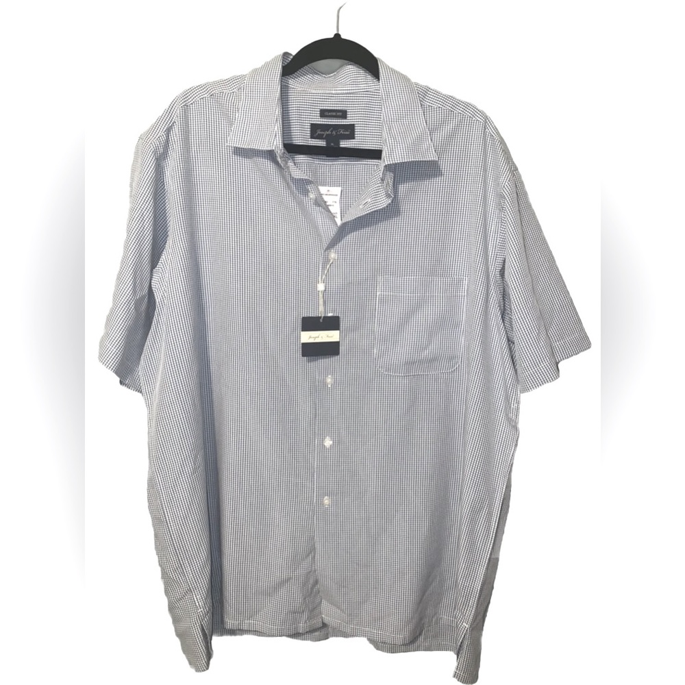 JOSEPH & FEISS Short Sleeve Plaid Button-Down Dress Casual Shirt Men's size XL